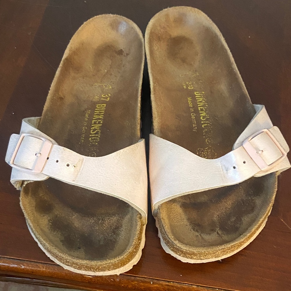 Birkenstock Cream Sandals with Buckles
